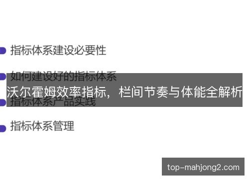 沃尔霍姆效率指标，栏间节奏与体能全解析
